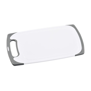 Classic plast skærebræt med saftrille grå og hvid - 31 cm.