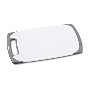 Classic plast skærebræt med saftrille grå og hvid - 40 cm.