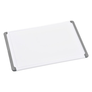 Classic plast skærebræt med saftrille grå og hvid - 43 x 30 cm.