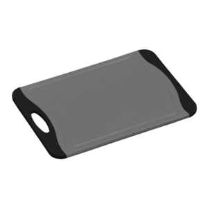 Praktika plast skærebræt med saftrille grå og sort - 25 cm.