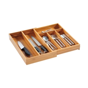 Justerbar bestikbakke i bambus med 5-6 rum