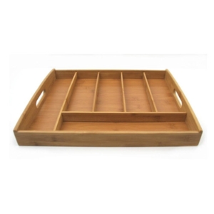 Bestikbakke i bambus med bærehåndtag - 6 rum