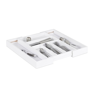 Justerbar bestikbakke i hvid bambus - M