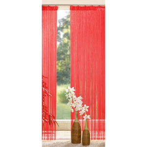 Rødt trådgardin - 140 x 250 cm.