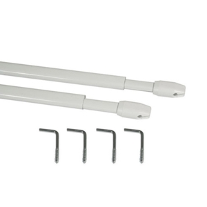 Teleskop gardinstang - 2'er sæt hvid 80-140 cm.