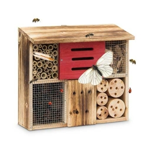 Brændt træ insekthus fladt tag