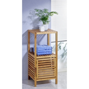 Badeværelsesreol med skab og 2 hylder - Valnøddetræ