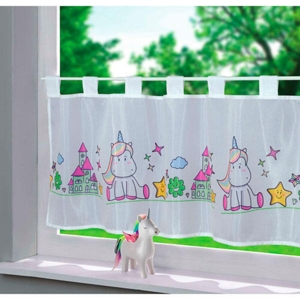 Enhjørninger cafegardin 43 x 100 cm.