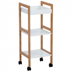 Clara reol i bambus og MDF på hjul - 3 hylder