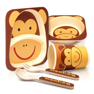 Børnebestik sæt 5 dele - Abe motiv