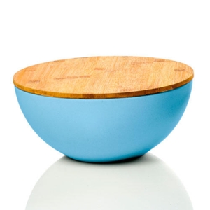 Miljøvenlig salatskål med låg - Large blå
